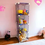 decorelax 4 Bölmeli Tel Küp Çok Amaçlı Organizer Raf Pembe 33cm Mutfak, Oyuncak, Kiler, Depolama Rafı