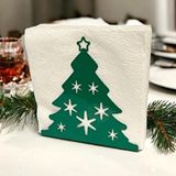 DECORELAX Çam Ağacı Temalı Yeşil Metal Peçetelik Yılbaşı Noel Siyah