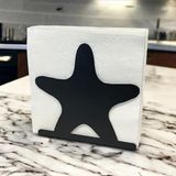 Decorelax Deniz Yıldızı Temalı Siyah Metal Peçetelik - 14 x 14 cm
