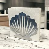 DECORELAX İstiridye Temalı Gümüş Metal Peçetelik Siyah