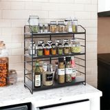 Decorelax Metal Ayarlanabilir Raflı 40CM Organizer Siyah Tezgahüstü Baharatlık Model-1