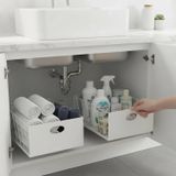 Decorelax Raylı Dolap İçi Çekmece Beyaz - Metal Tezgah Altı ve Dolap İçi Düzenleyici Teleskopik Sepet, Mutfak ve Banyo Organizer 25/23CM