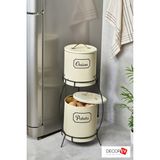 Decorev 2 Katlı Kulplu Patates Soğanlık Metal Patates Soğan Kovası Sebzelik Sepeti Krem - 10 lt