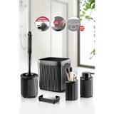 Decorev 5 Parça Siyah Click Kapaklı Silikon Fırçalı Taşıma Kulplu Banyo Seti 5 Litre Beyaz