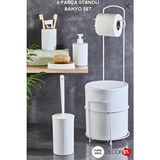 Decorev 6 Parça Metal Standlı Banyo Seti Mat Beyaz Renk Dayanıklı Plastik Malzeme ile Şık Tasarım