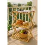 Decorev Doğal Bambu Katlanabilir 3 Katlı Raf – Çok Amaçlı Mutfak, Banyo ve Dekoratif Organizer BR-6715 - Ahşap - .