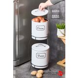 decorev Kulplu 2 Katlı Patates Soğanlık Metal Patates Soğan Kovası Sebzelik Sepeti Beyaz