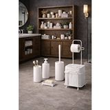 Decorev Lüks 6'lı Banyo Seti Metal Standlı Tuvalet Wc Kağıtlık Şık Tasarım Dc-6347 Gümüş