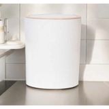 Decorev Lüks Ahşap Desenli Banyo Mutfak Çöp Kovası Beyaz