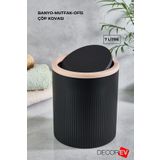 decorev Lüks Ahşap Desenli Banyo Mutfak Çöp Kovası