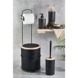 Decorev Lüks Siyah 6lı I Banyo Seti Metal Standlı Tuvalet Wc Kağıtlık Şık Tasarım