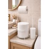 Decorev Modern Banyo Seti – Kapaklı Çöp Kovası, Tuvalet Kağıtlığı ve Wc Fırçası | Minimal Tasarım - Beyaz