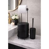 Decorev Modern Banyo Seti – Kapaklı Çöp Kovası, Tuvalet Kağıtlığı ve Wc Fırçası | Minimal Tasarım - Siyah
