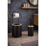 decorev Modern Standlı Banyo Seti – Kapaklı Çöp Kovası, Tuvalet Kağıtlığı ve WC Fırçası | Minimal Tasarım