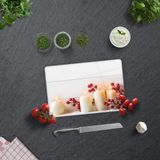 Decorita 10001501008 Beyaz Mum Desen Cam Kesme Tahtası, 20cm x 30cm