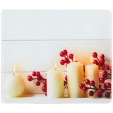 Decorita 10001502008 Beyaz Mum Desen Cam Kesme Tahtası, 29cm x 34cm