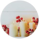 Decorita 10001505008 Beyaz Mum Desen Cam Kesme Tahtası, Çap 32cm