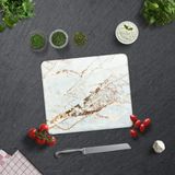 Decorita 10011502220 Gold Detay Beyaz Mermer Görünümlü Cam Kesme Tahtası, 29cm x 34cm