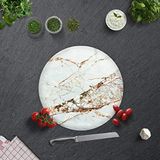 Decorita 10011505220 Gold Detay Beyaz Mermer Görünümlü Cam Kesme Tahtası, Çap 32cm