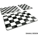 Decorita 3'lü Takım Damalı Desen | Cam Kesme Tahtası - Cam Kesme Tablası