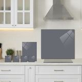 Decorita 3'lü Takım Gri Mermer Görünümlü | Cam Ocak Arkası - Cam Kesme Tahtası- Tablası - Bardak Altlığı - 52 cm