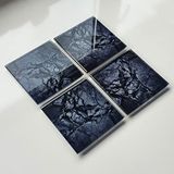 DECORITA 4'lü Takım | Cam Bardak Altlığı | 10cm X 10cm | (DOĞAL TAŞ)