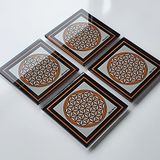 DECORITA 4'lü Takım | Cam Bardak Altlığı | 10cm X 10cm | ( LOGOLU)