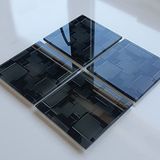 DECORITA 4'lü Takım | Cam Bardak Altlığı | 10cm X 10cm | (SİYAH KÜPLER)