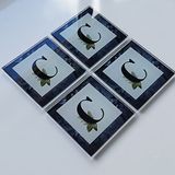 DECORITA 4'lü Takım | Harfli Tasarım Cam Bardak Altlığı | 10cm X 10cm | (C HARFİ)