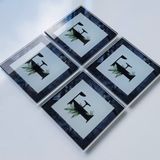 DECORITA 4'lü Takım | Harfli Tasarım Cam Bardak Altlığı | 10cm X 10cm | (F HARF)