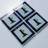 DECORITA 4'lü Takım | Harfli Tasarım Cam Bardak Altlığı | 10cm X 10cm | (I HARFİ)