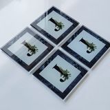 DECORITA 4'lü Takım | Harfli Tasarım Cam Bardak Altlığı | 10cm X 10cm | (J HARFİ)