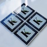 DECORITA 4'lü Takım | Harfli Tasarım Cam Bardak Altlığı | 10cm X 10cm | (K HARFİ)