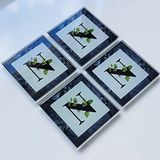 DECORITA 4'lü Takım | Harfli Tasarım Cam Bardak Altlığı | 10cm X 10cm | (N HARFİ)