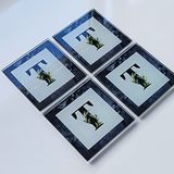 DECORITA 4'lü Takım | Harfli Tasarım Cam Bardak Altlığı | 10cm X 10cm | (T HARFİ)
