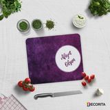 Decorita Afiyet Olsun | Mor Doku | Cam Kesme Tablası | 29 cm x 34 cm - 29 x 34 cm