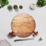 Decorita Ahşap Görünümlü | Cam Kesme Tahtası - Cam Kesme Tablası | Çap 32cm - 32 cm