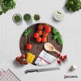 Decorita Ahşap ve Sebzeler | Cam Kesme Tahtası - Cam Kesme Tablası | Çap 32cm - 32 cm