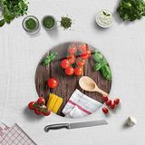 DECORITA Ahşap ve Sebzeler | Cam Kesme Tahtası (Çap 32cm)