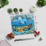 Decorita Akvaryum Desenli | Cam Kesme Tahtası - Cam Kesme Tablası | - 29 x 34 cm