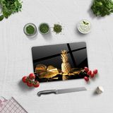 Decorita Altın Ananas | Cam Kesme Tahtası - Cam Kesme Tablası - 20 x 30 cm