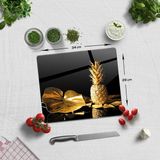 Decorita Altın Ananas | Cam Kesme Tahtası - Cam Kesme Tablası - 29 x 34 cm