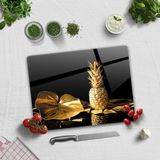 Decorita Altın Ananas | Cam Kesme Tahtası - Cam Kesme Tablası - 30 x 40 cm
