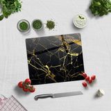 Decorita Altın Detaylı Siyah Mermer | Cam Kesme Tahtası - Cam Kesme Tablası | 29cm X 34cm - 29 x 34 cm