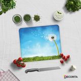 Decorita Beyaz Karahindibağ | Cam Kesme Tahtası - Cam Kesme Tablası | 29cm x 34cm - 29 x 34 cm