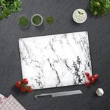 Decorita Beyaz Mermer Görünümlü | Cam Kesme Tahtası Cam Kesim Tablası | 30cm x 40cm - 30 x 40 cm