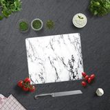 Decorita Beyaz Mermer Görünümlü | Cam Kesme Tahtası - Cam Kesme Tablası | 29cm x 34cm - 29 x 34 cm