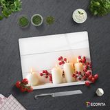 Decorita Beyaz Mum Desen | Cam Kesme Tahtası - Cam Kesme Tablası | 30cm x 40cm