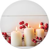 Decorita Beyaz Mum Desen | Cam Kesme Tahtası - Cam Kesme Tablası | Çap 32cm - 32 cm
