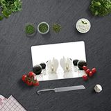 DECORITA Beyaz Orkide Siyah Oniks | Cam Kesme Tahtası (20cm x 30cm)